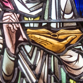 close up details of a stained glass window