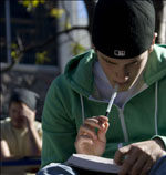 a male student studying