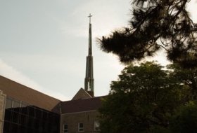 a view of the Tyndale campus from the front lawn