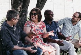 DMin students sitting on a bench
