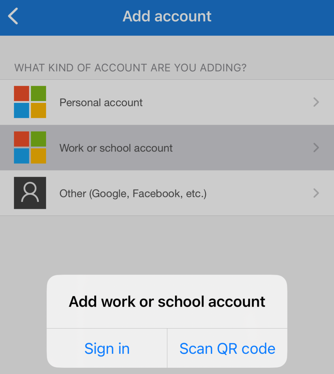 Work or School Account